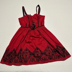 Hot topic red and black Victorian skulls dress